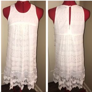 NWT AQUA WHITE LACE OVERLAY SLEEVELESS DRESS S